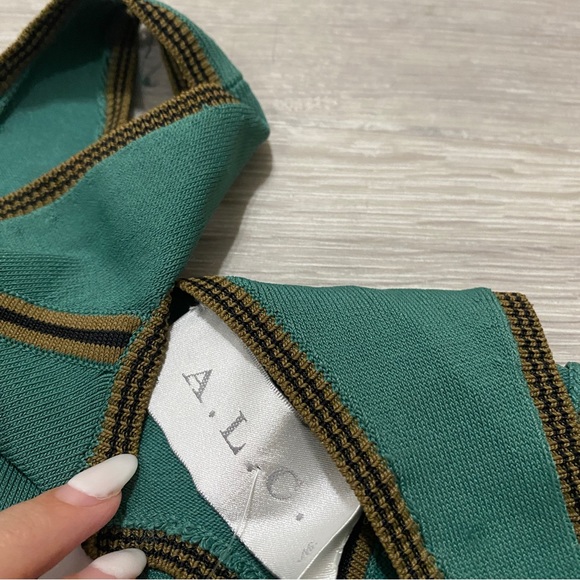 alc vika micro knit dress piped green new with tags - Picture 6 of 8